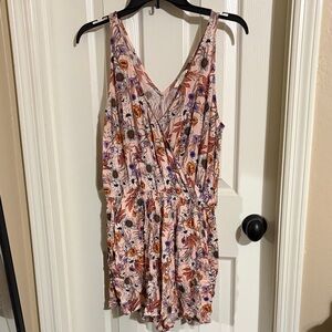 Floral Pink Sleeveless V-Neck Romper